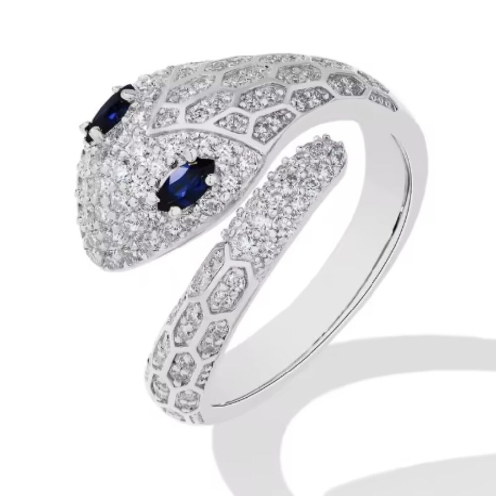 Snake Moissanite Diamond Ring, Unisex Ring, Luxury Ring, White Gold Ring, Snake